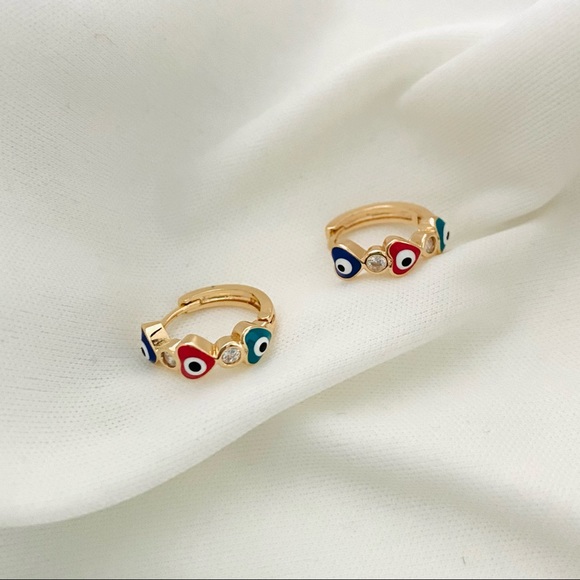 Multicolor Evil Eye Huggies! - Picture 4 of 4